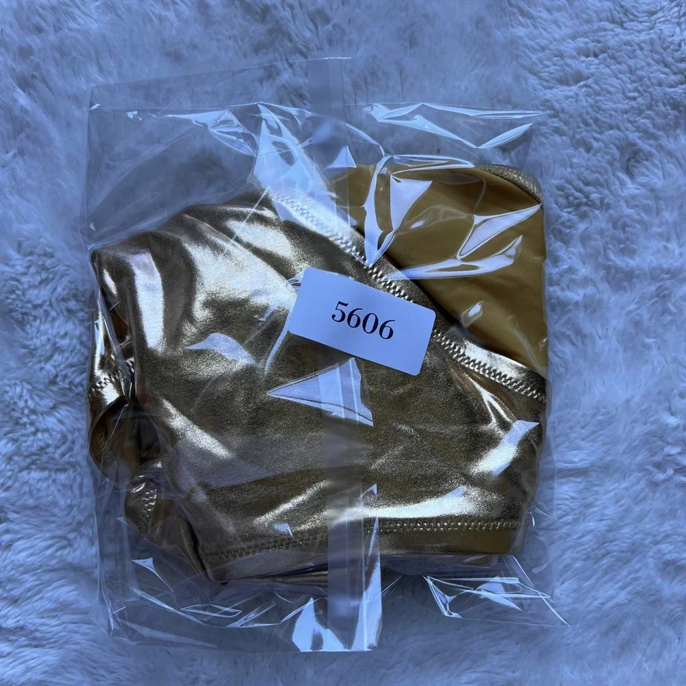 SKIMS Metallic Swim Dipped Front Bikini Bottom Gold SW-BKN-0032 Plus Size 4X NEW
